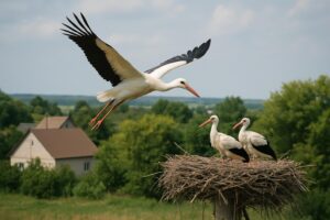 Пташеня лелек Одарки та Грицика здійснило свій перший політ