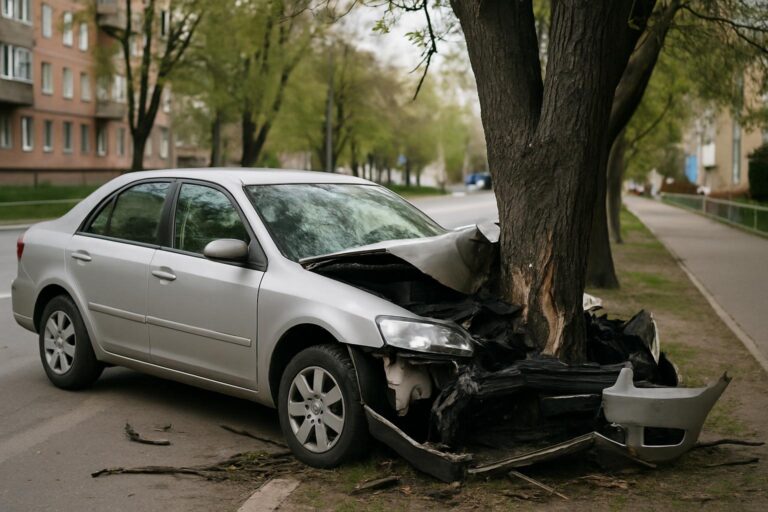 У Полтаві легковий автомобіль вилетів із проїжджої частини та врізався в дерево