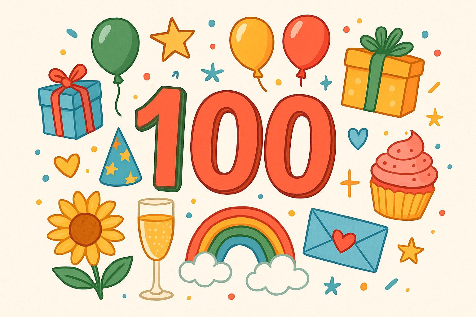 Картинка з написом 100 побажань для свят і важливих подій