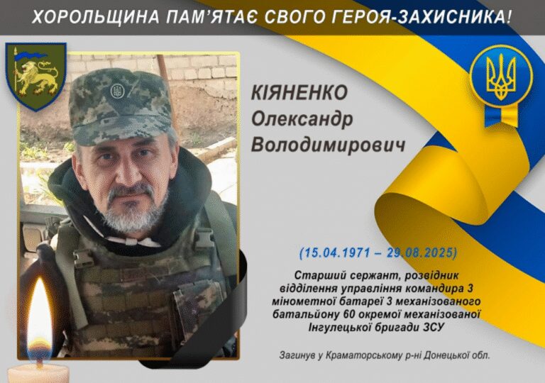 Житель Хоролу Олександр Кіяненко загинув у бою за Україну