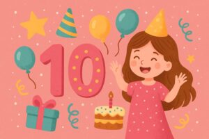 Дівчинка 10 років святкує день народження та отримує вітання