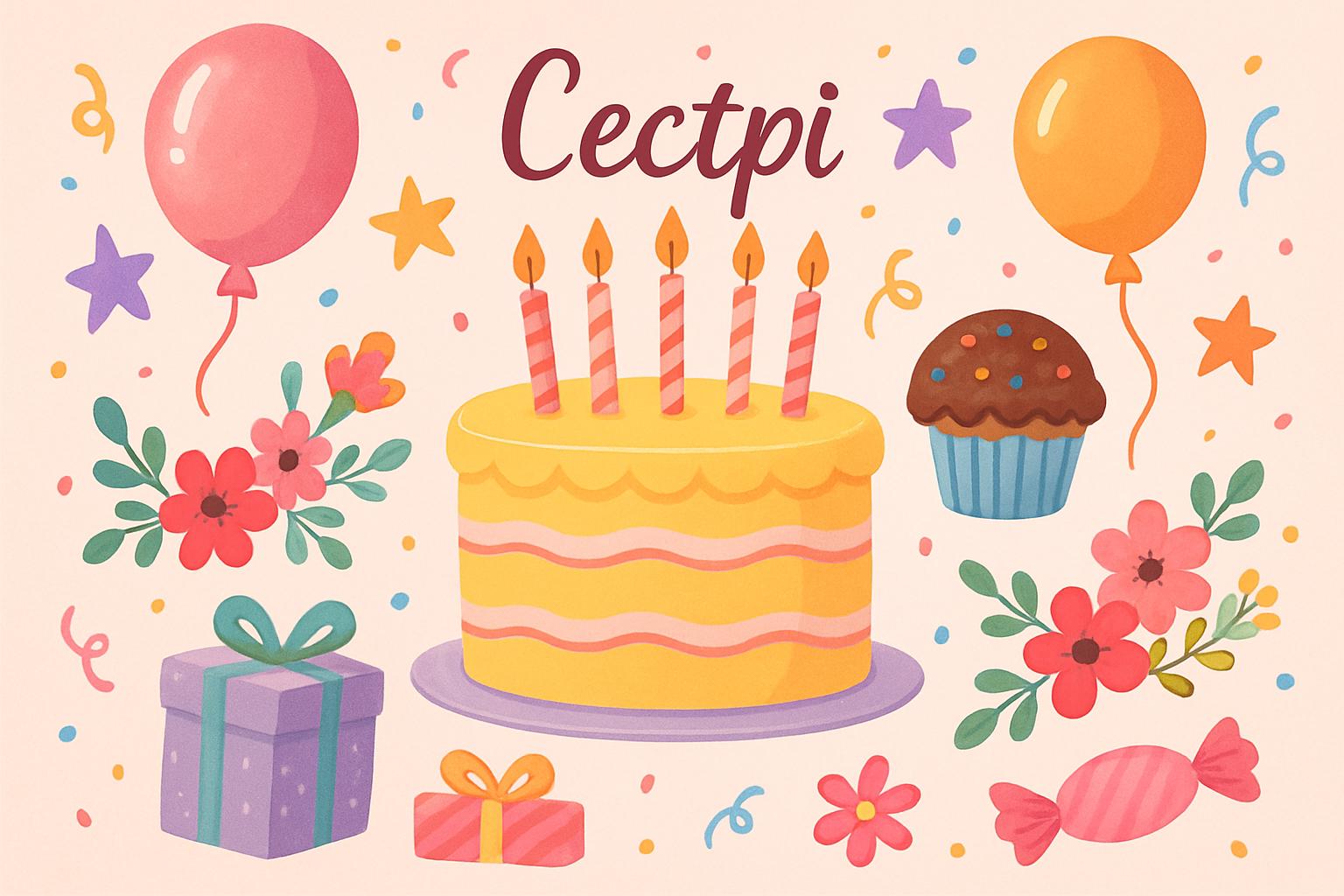 Сестра отримує привітання з днем народження та дарунки