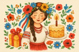 Жінка отримує українське вітання з днем народження