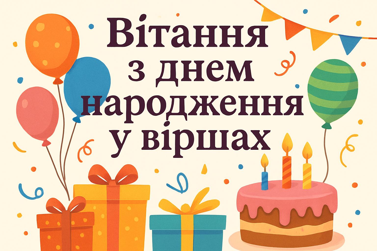 Вітання з днем народження у віршах — ілюстрація до статті з поетичними побажаннями