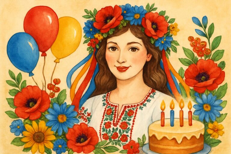 Вітання з днем народження жінці — український стиль