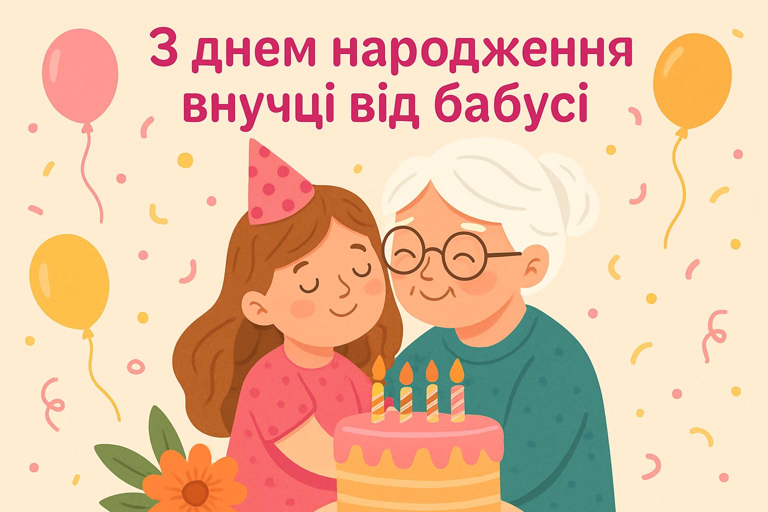 Привітання з днем народження внучці від бабусі — теплі слова та листівка